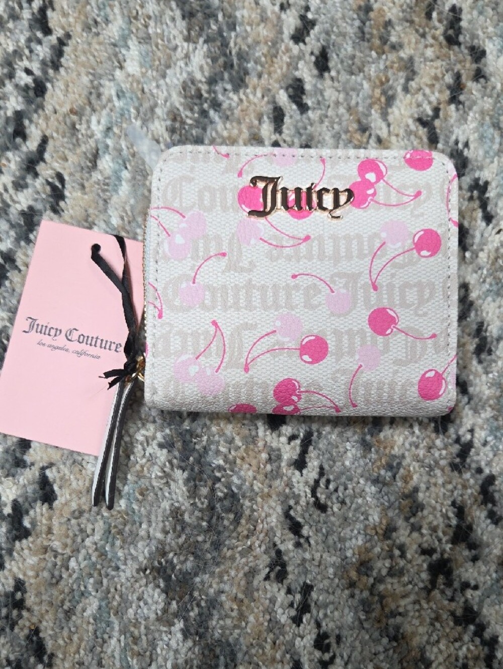Juicy Couture Pink Cherry Print Zip Wallet - Picture 2 of 7